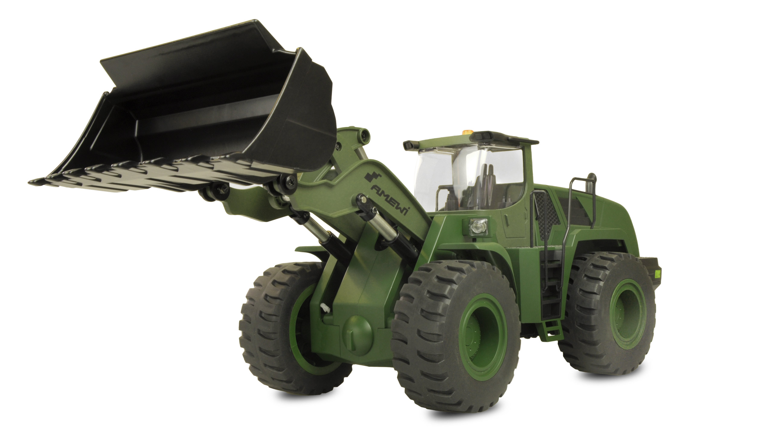 Amewi Radlader G485E ME Militär 1:14, Teilmetall, 10-Kanal, RTR 22534