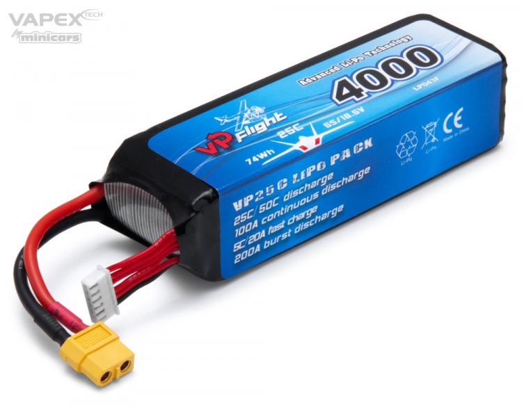 Vapex LiPo Akku 5S 18,5V 4000mAh 25C XT60-Stecker LP043FXT
