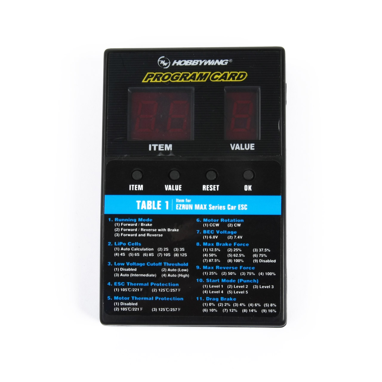 Hobbywing LED Programmierkarte 30501003