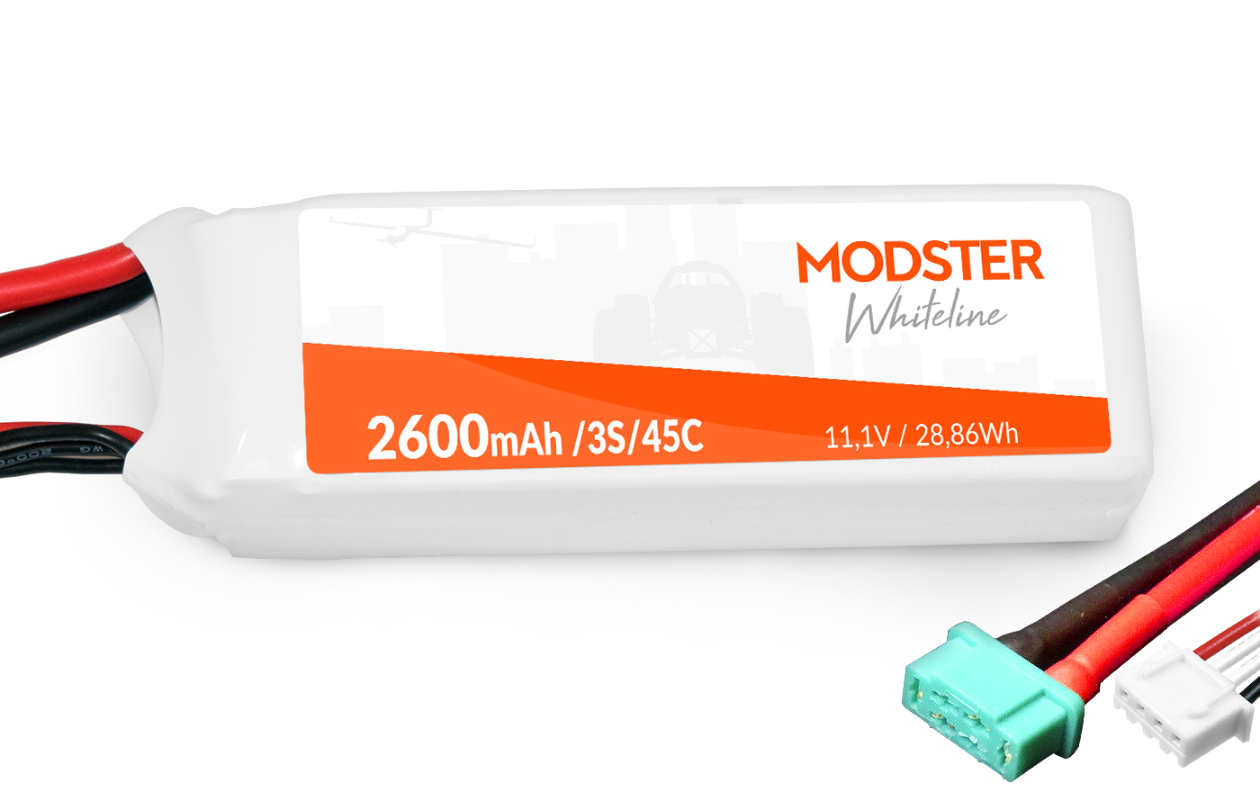Modster LiPo Akku 3S 11,1V 2600 mAh 45C  (MPX+XH) WhiteLine MD11804