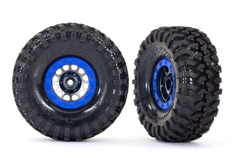 Traxxas Reifen auf Felge Method 105 1.9 schwarz/chrome beadlock blau 8182