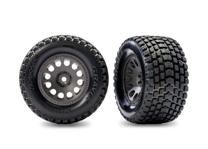 Traxxas Reifen Gravix auf Felge grau (2) Mini XRT 10775-GRAY