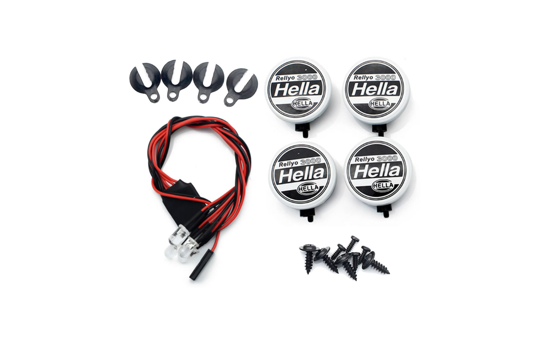 HRC Lichtset 1/10 oder Monster Truck / JR Stecker Hella Cover 4x Weiss LED HRC8723A4