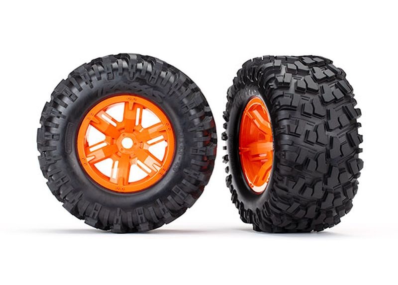 Traxxas 7772T Reifen auf Felge X-Maxx orange, Maxx AT Reifen (2)