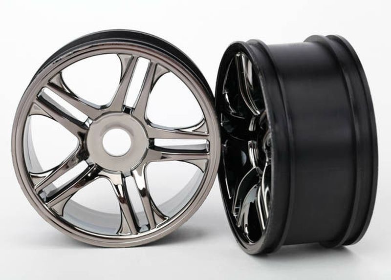 Traxxas Speichenfelge hinten schw/chr. 6476