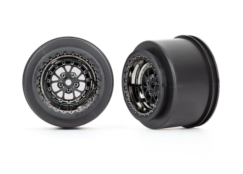 Traxxas Felgen schwarz chrom hinten (2) 9473X
