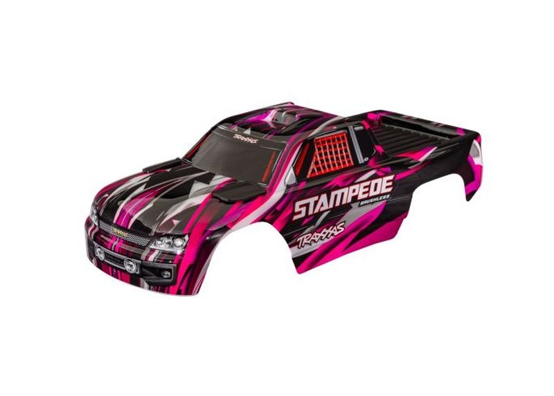 Traxxas Karosserie Stampede & VXL pink clipless mit Aufkleber  3620-PINK