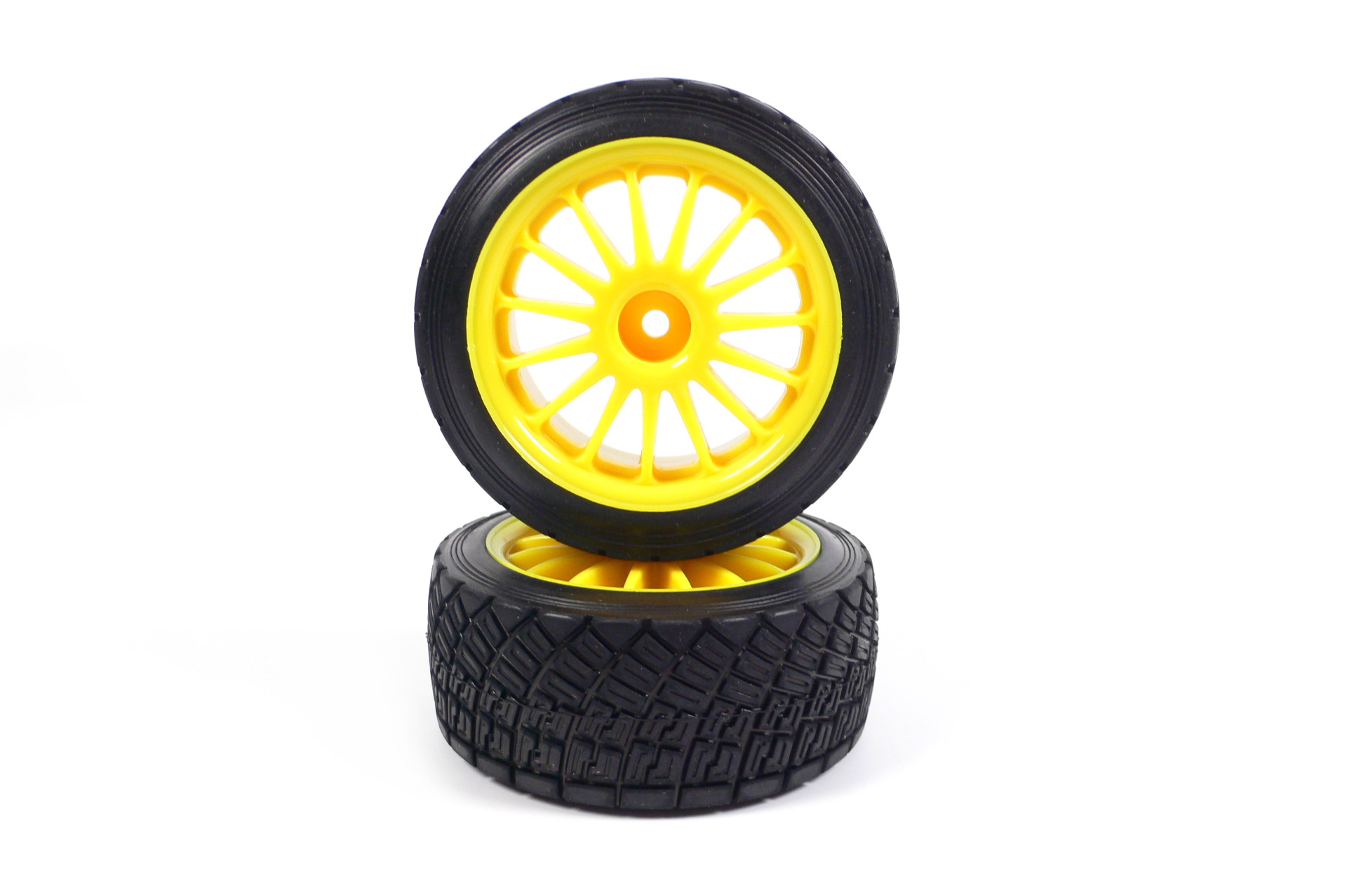 Rally Räder 2,2" 1:10 Offroad Reifen mit Speichenfelge gelb WR8 110697 (2)