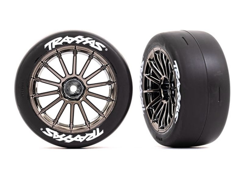 Traxxas Response 2.0 Reifen auf Felgen schwarz-chrom vorne (2) 9374R