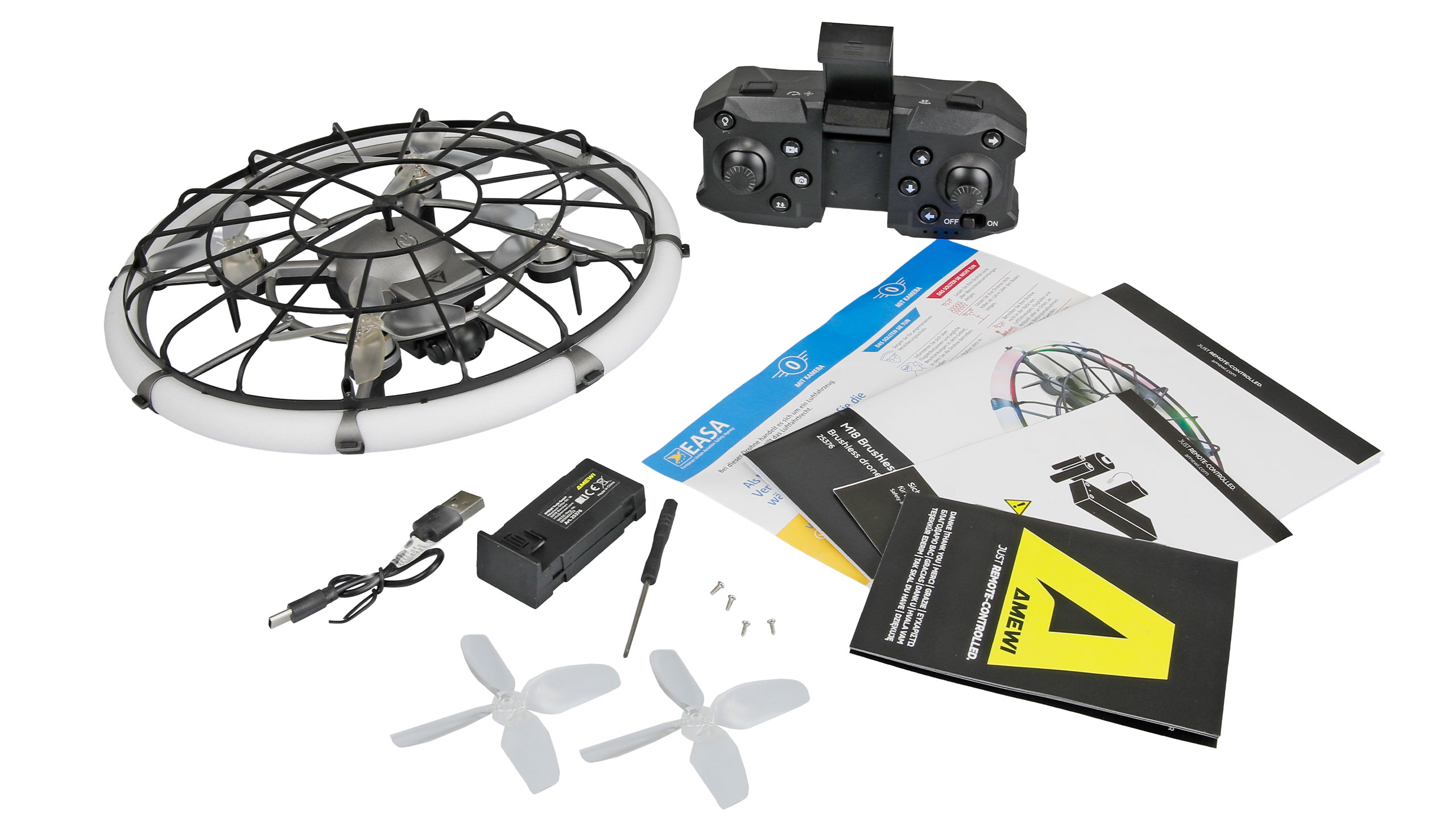 Amewi M18 Brushless-Drohne mit Kamera & LED-Ring RTF 25376