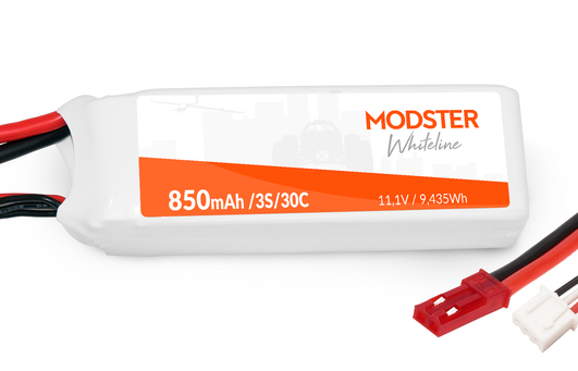 Modster LiPo Akku 3S 11,1V 850 mAh 30C (JST) WhiteLine MD10082