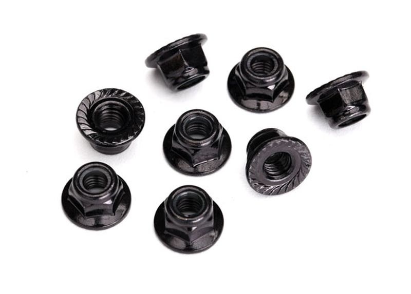 Traxxas 5mm Stop-Mutter mit Flansch M5 (Stahl, schwarz verzahnt) (8) 8447