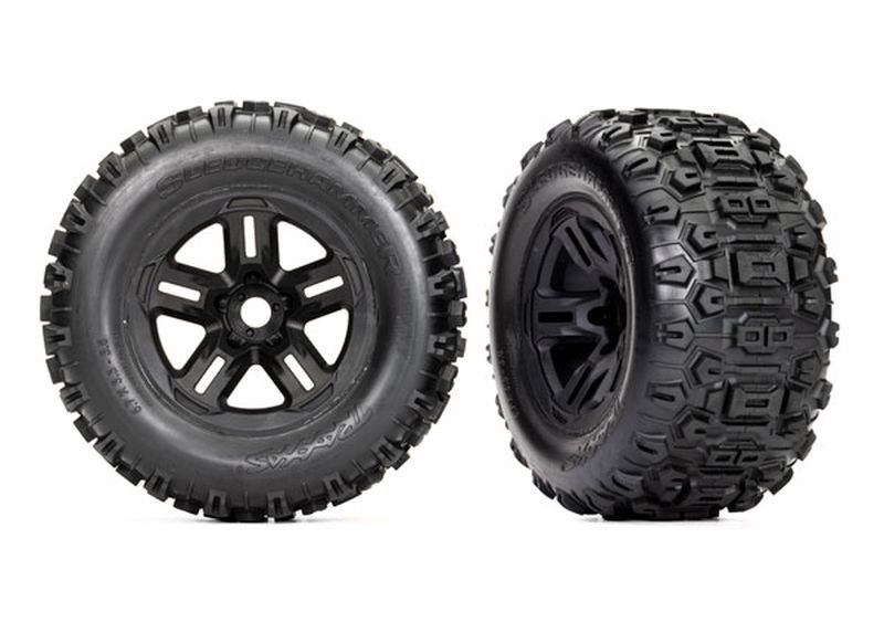 Traxxas Reifen auf Felge montiert 3.8 Felge schwarz Sledgehammer® Re 9672