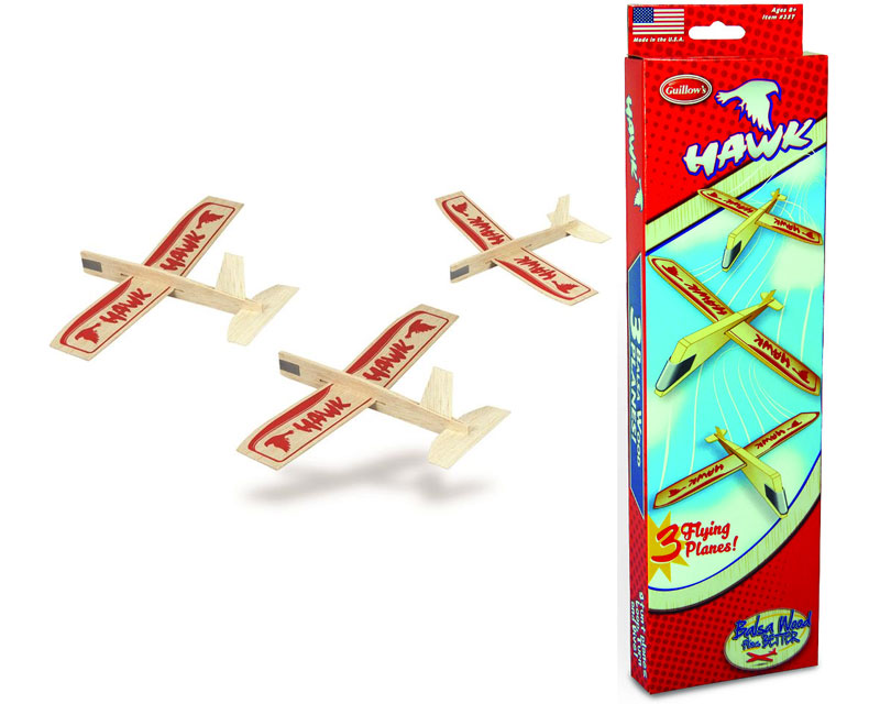 Guillow Hawk Balsawurfgleiter  3er Pack 25T