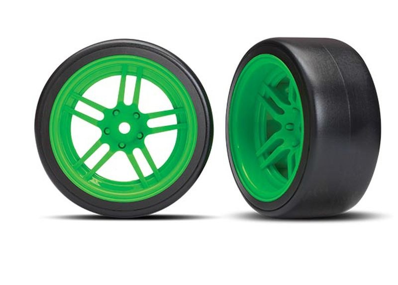 Traxxas Reifen auf Felgen verklebt Split-Spoke Felge grün hinten 8377G