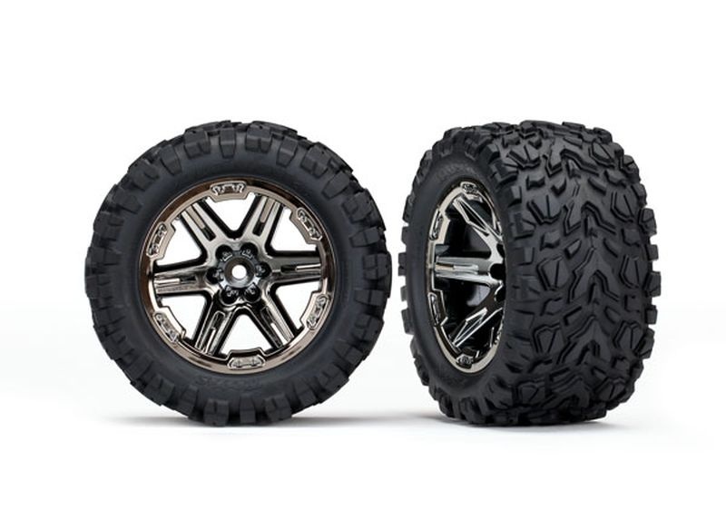 Traxxas 6773X Reifen auf Felgen 2.8 RXT schwarz chrome, Talon Extreme (2)