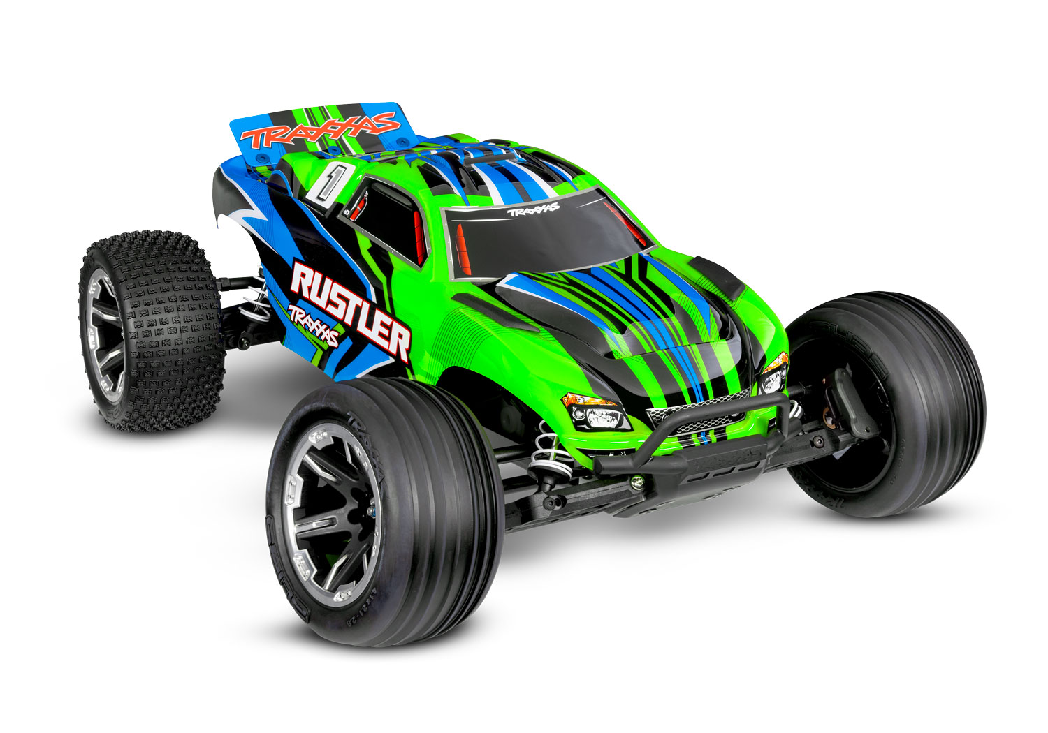 Traxxas Rustler Grün HD 1/10 2WD Stadium-Truck RTR mit Akku & USB-Lader 37254-8