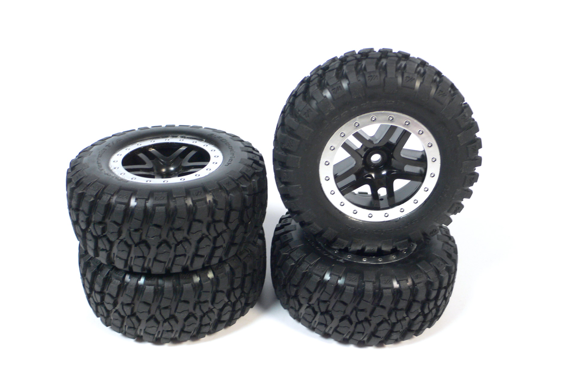 Traxxas Slash VXL 2WD 1:10 Short Course Truck Räder SCT Reifen Felgen (4) Black/Silber