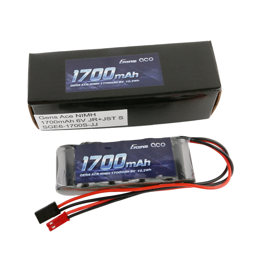 Gens ace Akku Rx NiMh 6.0V-1700Mah (Dual JR-JST) 125g - Straight GE6-1700S-JJ