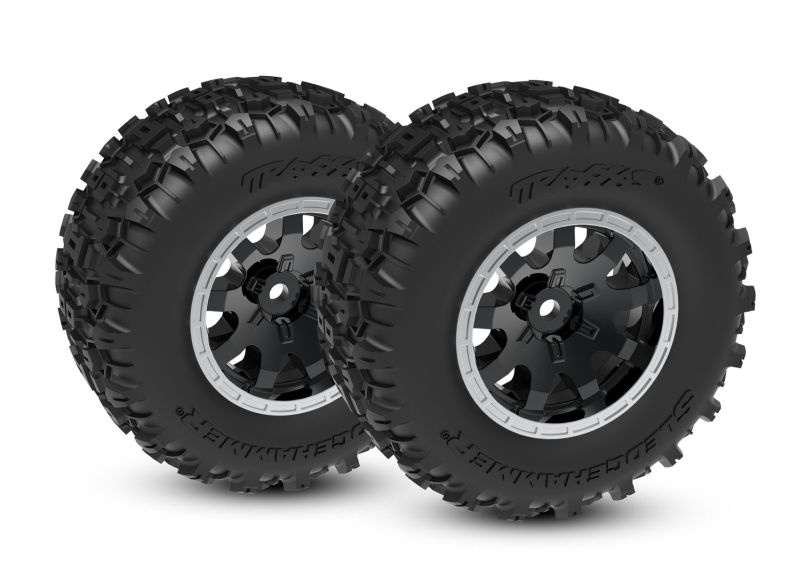 Traxxas Reifen auf Felgen schwarz Sledgehammer vorne (2) Mini-Maxx 10771-STBLK