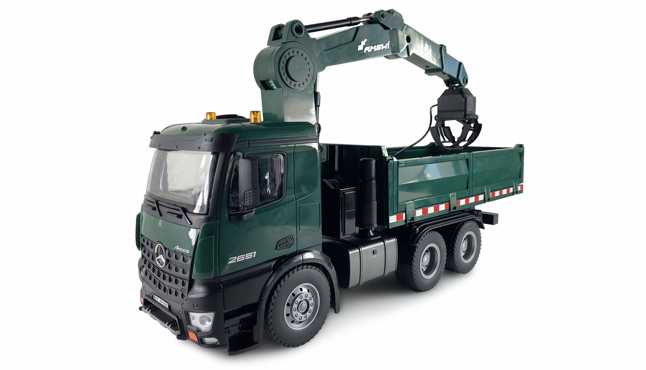 Amewi Mercedes-Benz Arocs Lizenz Kranwagen mit Kipper RTR grün 22568