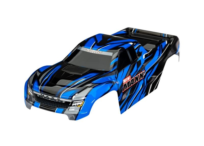 Traxxas Karosserie blau mit Aufkleber & Clipless Mini-Maxx 10711-BLUE