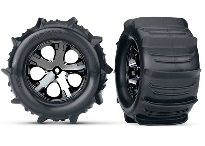Traxxas Paddle-Reifen auf Felge 2.8 All-Star chrome schwarz TSM rate 3689