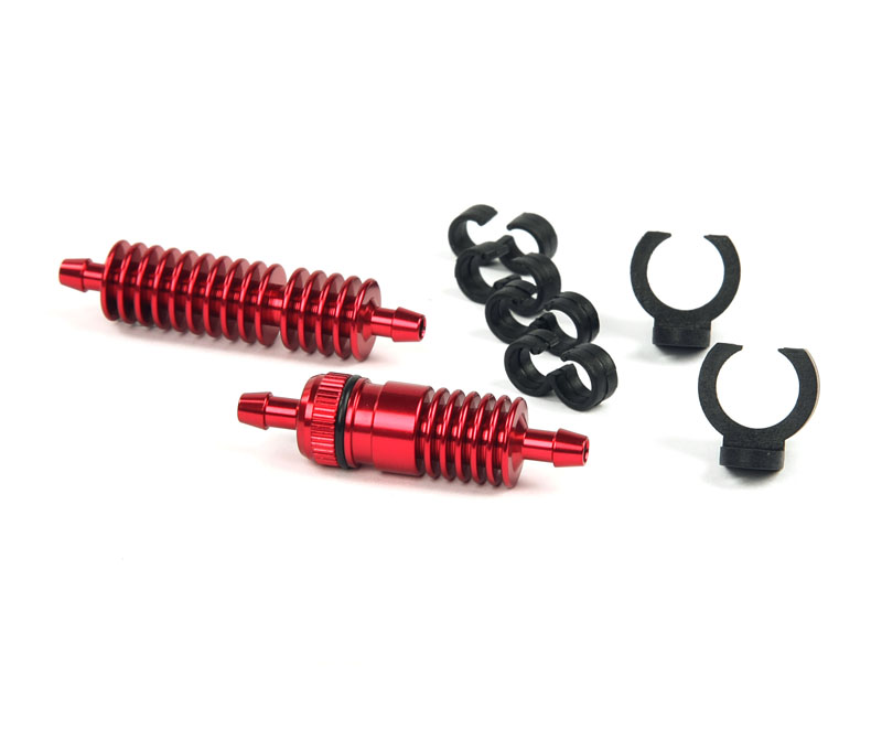 R07128R Set Spritfilter und extra Kühler Rot (inkl. Halter & Clips)
