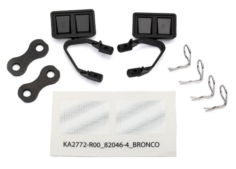 Seitenspiegel schwarz li/re / Retainers (2) / Karo-Clips (4) 8073