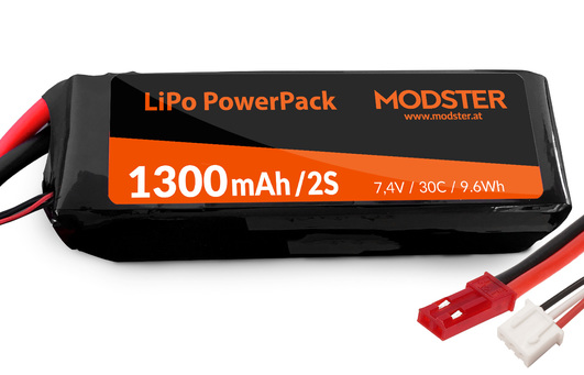 Modster LiPo Akku 2S 7,4V 1300 mAh 30C (JST) PowerPack Easy Trainer MD10090