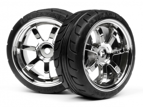 HPI T-Grip Reifen Auf Rays 57S-Pro Felgen (26mm/Chrom) 4738