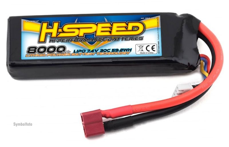 H-SPEED 2S 8000mAh 7.4V 30C LiPo Akku HSPLI005