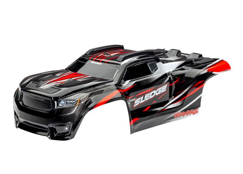 Traxxas Karo SledgeT rot / mit Aufkleberbogen & montierten Clipless- 9511R