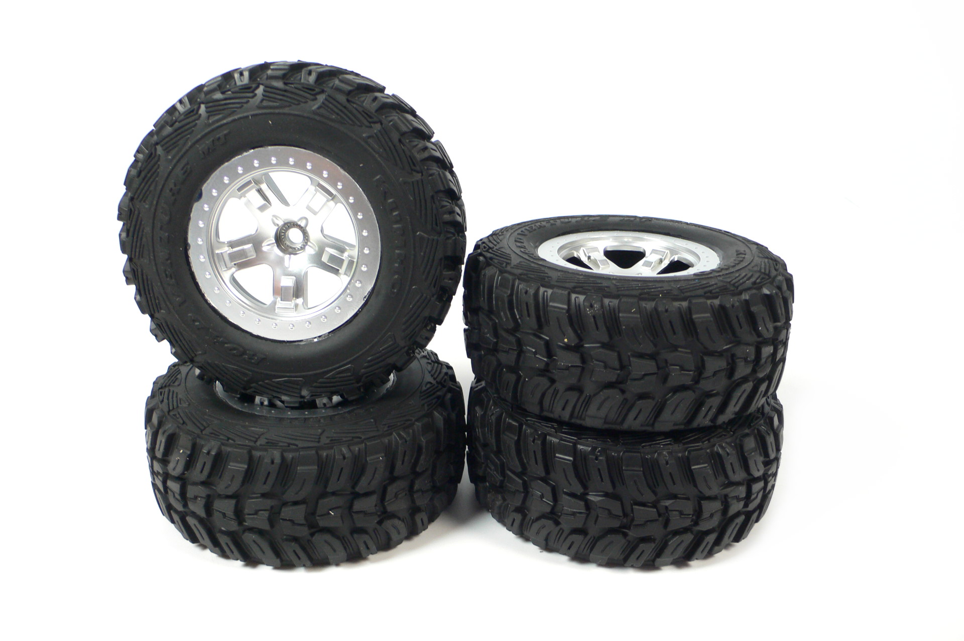 Traxxas Slash 2WD VXL SCT Short Course Truck 1:10 Räder Satz Silber Reifen Felgen