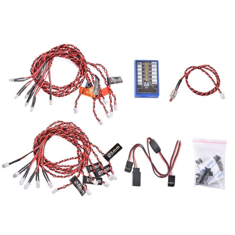 H-SPEED LED-Kit 12x 4,8-6,0 Volt mit Kontrollbox Multicolor Flashing H-SPEED für RC-Car, Helis, Flugzeuge & Dronen HSPX015