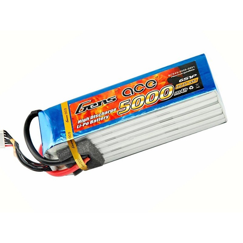 Gens ace Akku LiPo 6S 22.2V-5000-45C (EC5) 162x45.5x42.5mm 780g GE1-5000-6C5