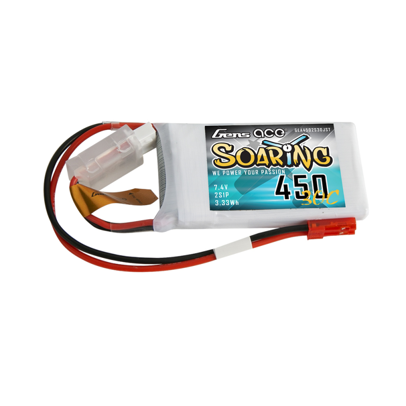 Gens ace Soaring LiPo 2S 7.4V-450-30C(JST) 56.5x31x9mm 33g GE1-0450S-2JST