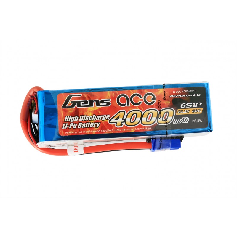 Gens ace Akku LiPo 6S 22.2V-4000-60C (EC5) 139x42x40mm 670g GE1-4000-6C5