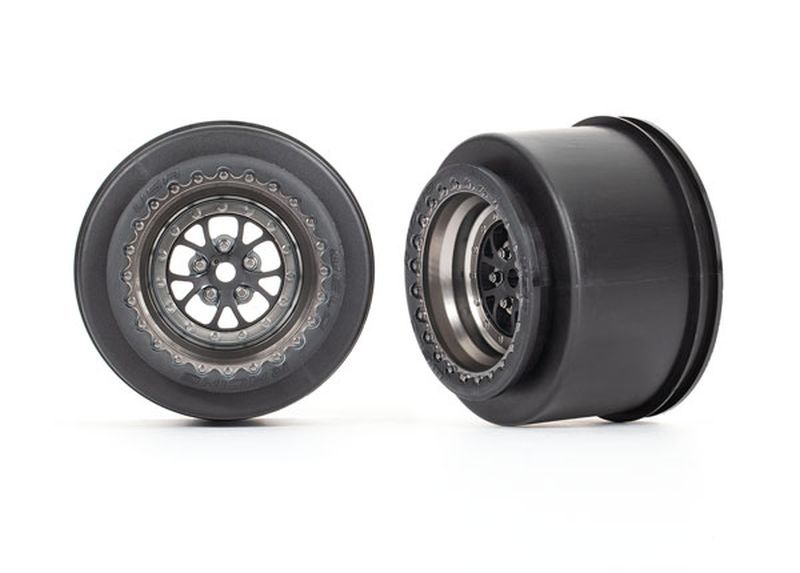 Traxxas Felgen satin schwarz chrom hinten (2) 9473A