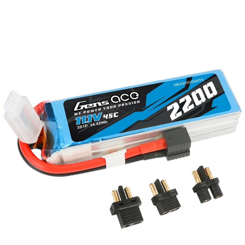 Gens ace Akku Lipo 11,1V 2200mAh 45C 3S1P 106x34x24mm 189g EC3/XT60/T-Plug