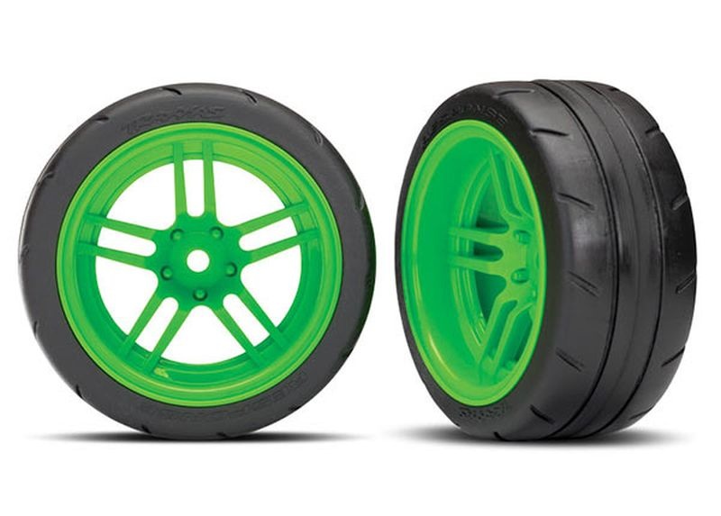 Traxxas Reifen auf Felgen verklebt Split-Spoke Felge grün hinten Bre 8374G