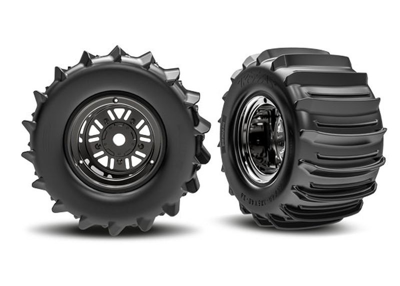 Traxxas Paddle-Reifen hi auf Felge schwarz/chrome Funco 10973-BLKC