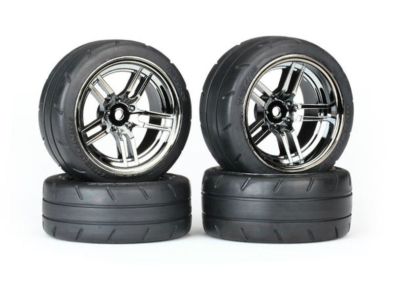 Traxxas Reifen 1.9 Response auf Split-Spoke Felge schwarz/chrom (2) 8375
