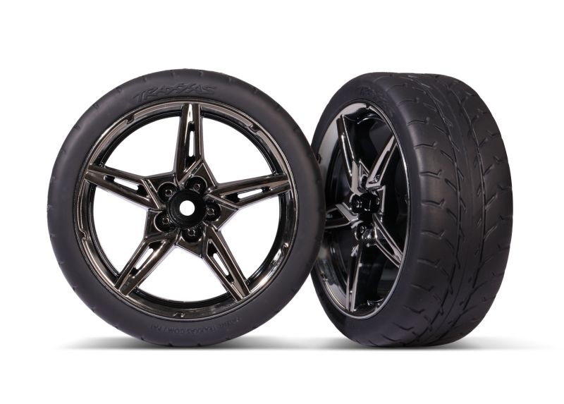 Traxxas Response-Reifen auf Felge vo 1.9 Split-Spoke schwarz/chrome 9370