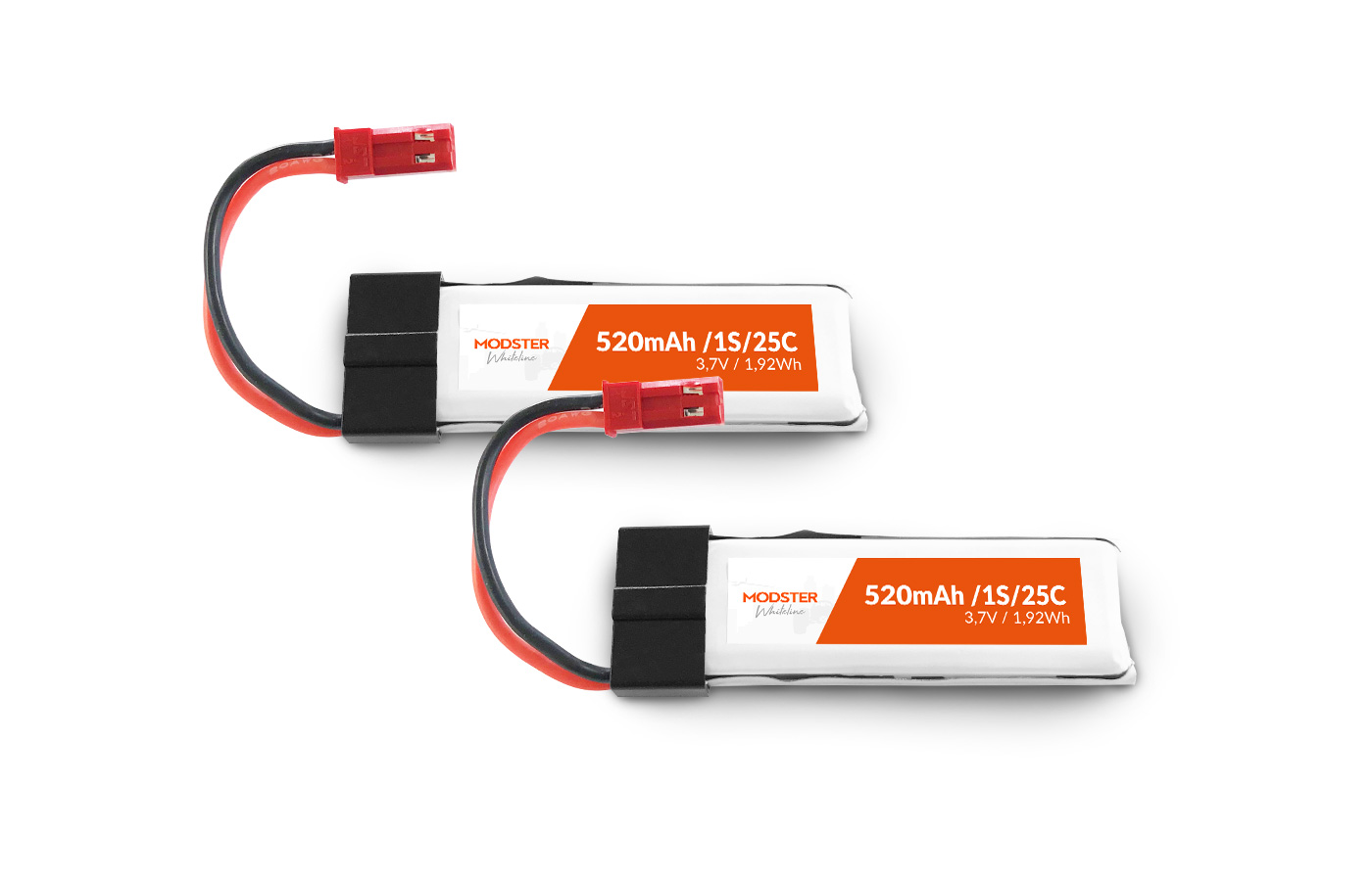 Modster LiPo Akku 1S 3,7V 520mAh 25C BEC/JST 120SR WhiteLine 2 Stück MD11795