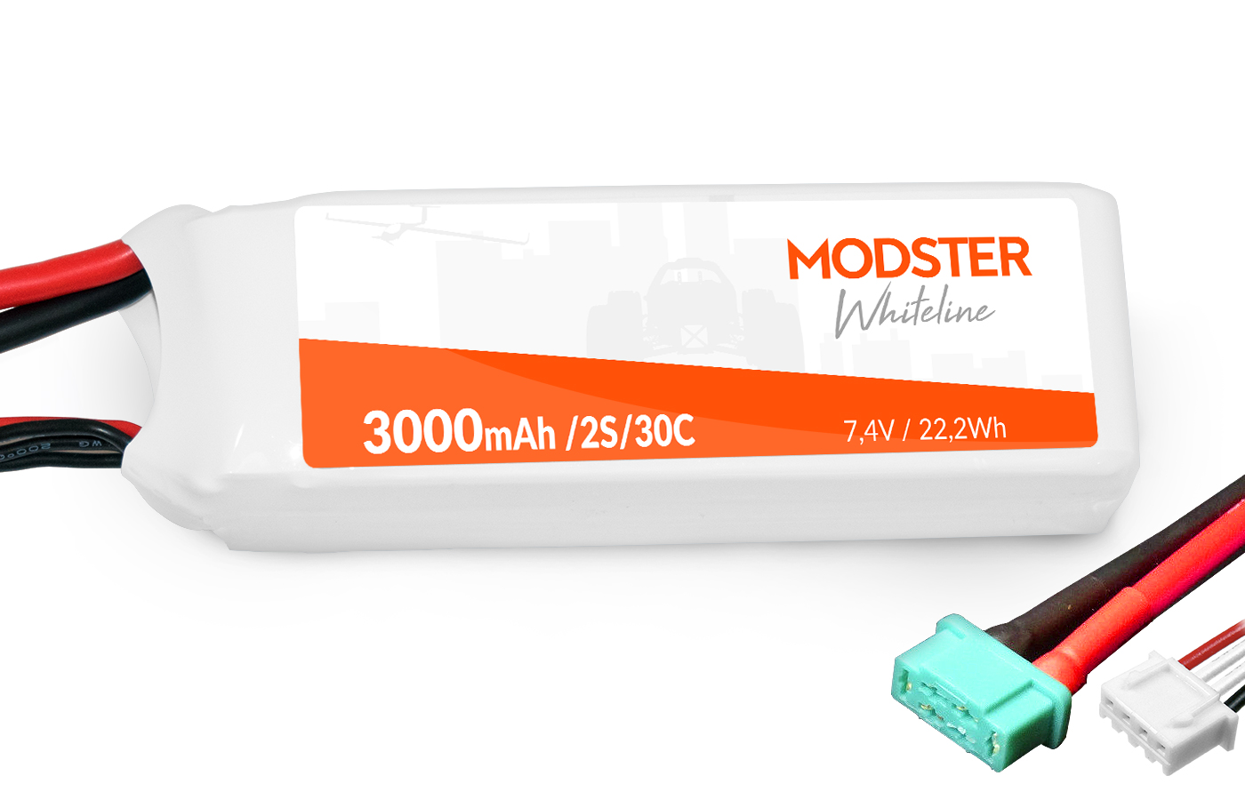 Modster LiPo Akku 2S 7,4V 3000 mAh 30C (MPX) WhiteLine MD11727