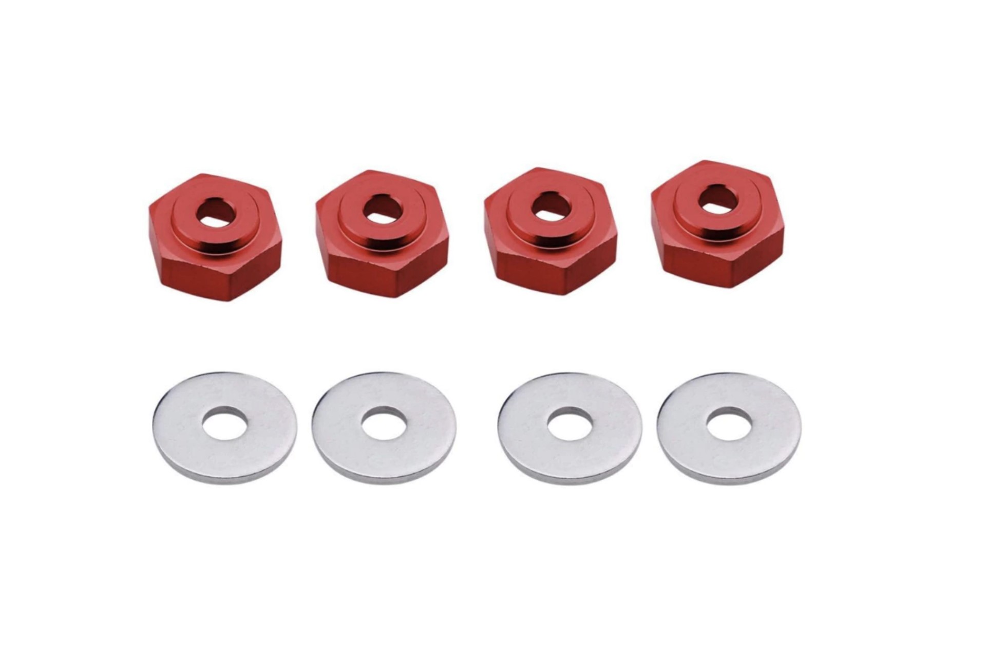 Aluminium Radadapter 12mm auf 17mm Rot mit 5mm Spurverbreiterung Hex Adapter