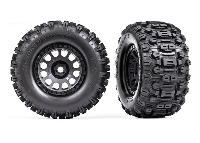 Traxxas Sledgehammer-Reifen auf schwarzen XRT-Felgen (2) 7876