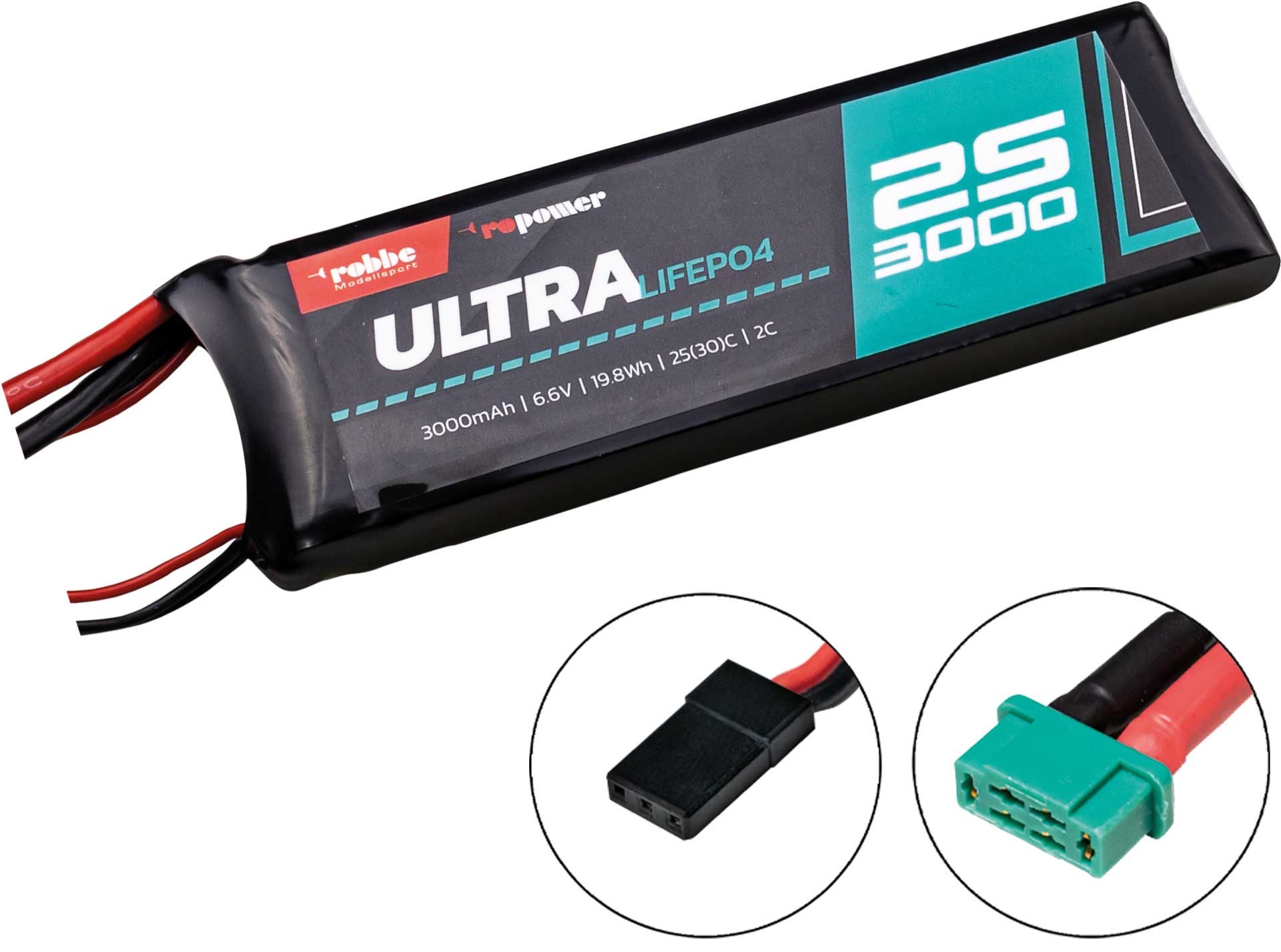 Robbe RO-POWER ULTRA LIFEPO4 3000MAH 6,6V 25(30)C 2S LIFEPO4 Akku MPX/JR/XH Stecker 7414