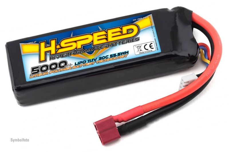 H-SPEED 3S 5000mAh 11.1V 30C LiPo Akku T-Plug Deans HSPLI004